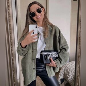 ZARA Olive Green Corduroy Oversized jacket- Size M